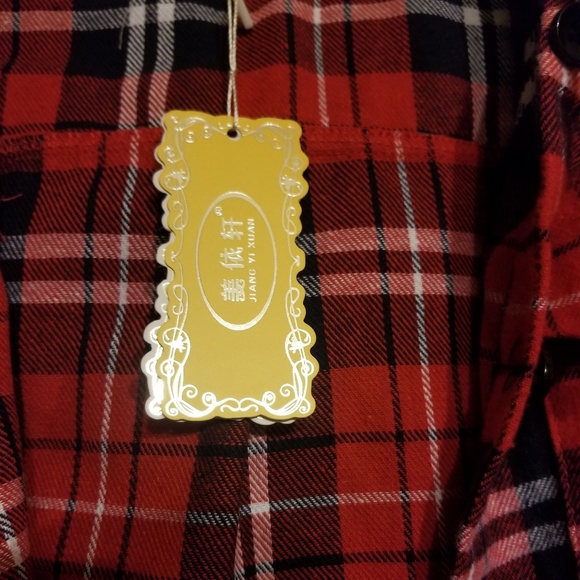 LAST ONE! Youth Sized Button Up Hooded Flannel Top - Picture 4 of 5